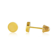 Real 14k solid Round Yellow Gold Tiny Circle Stud Earrings with Screw back for Women And Men for Sensitive ears Small & Minimalist Dot Studs Jewelry for Valentine's Day Gifts