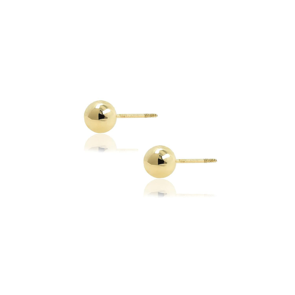Real 14k and 10K solid Yellow Gold Stud Earrings with Screw back for Women And Men for Sensitive ears Small & Minimalist Dot Studs Jewelry for Valentine's Day Gifts