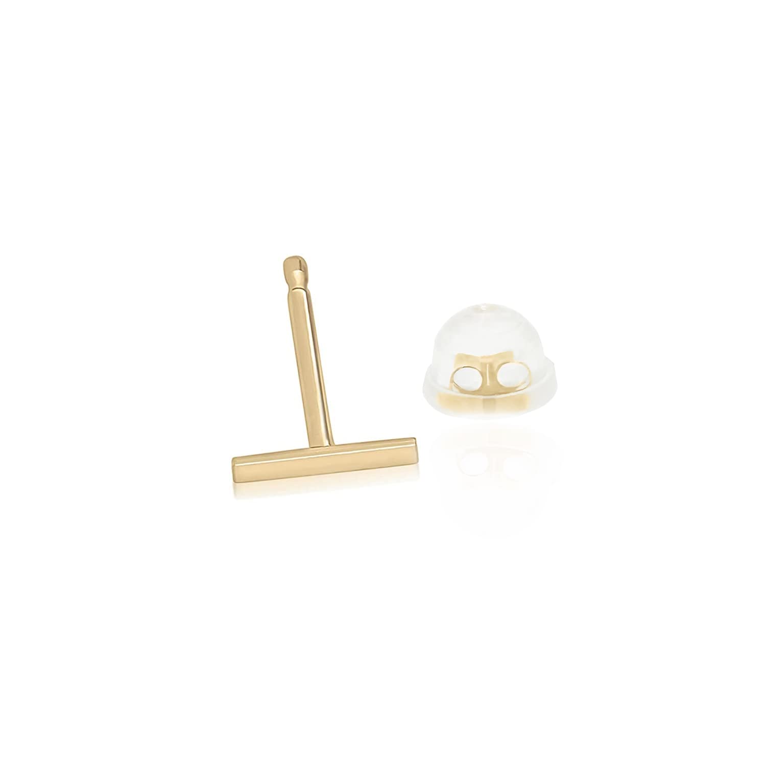 Real 14K Solid Gold Tiny Line Bar Stud Earrings for Women & Mom - Hypoallergenic for Sensitive Ears, Small & Minimalist Jewelry for Day Gifts