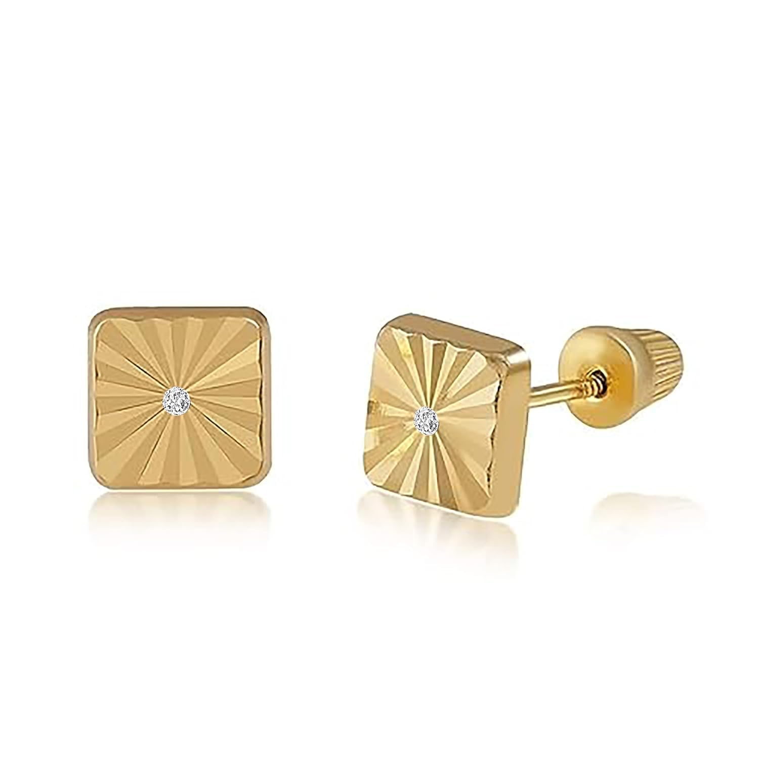 Real 14k and 10K solid Yellow Gold Tiny Stud Earrings with Screw back for Women And Men for Sensitive ears Small & Minimalist Studs Jewelry for Gifts