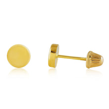 Real 14k solid Round Yellow Gold Tiny Circle Stud Earrings with Screw back for Women And Men for Sensitive ears Small & Minimalist Dot Studs Jewelry for Valentine's Day Gifts