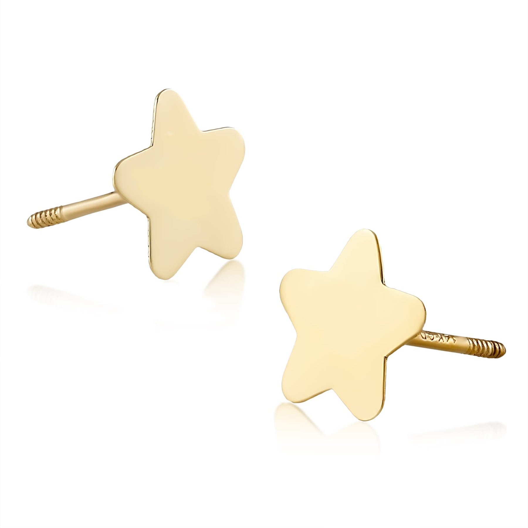 Real 14k and 10K solid Yellow Gold Stud Earrings with Screw back for Women And Men for Sensitive ears Small & Minimalist Dot Studs Jewelry for Valentine's Day Gifts