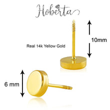 Real 14k solid Round Yellow Gold Tiny Circle Stud Earrings with Screw back for Women And Men for Sensitive ears Small & Minimalist Dot Studs Jewelry for Valentine's Day Gifts