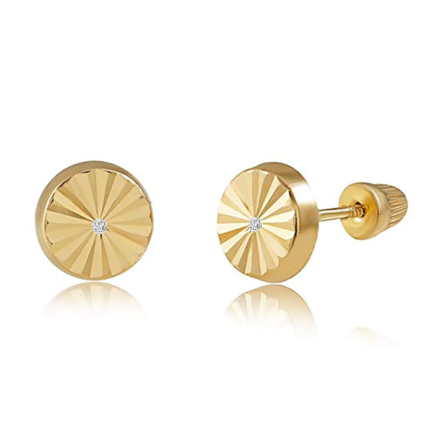 Real 14k and 10K solid Yellow Gold Tiny Stud Earrings with Screw back for Women And Men for Sensitive ears Small & Minimalist Studs Jewelry for Gifts
