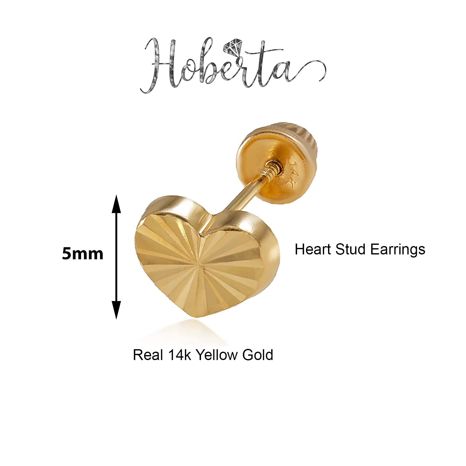Real 14k and 10K solid Yellow Gold Tiny Stud Earrings with Screw back for Women And Men for Sensitive ears Small & Minimalist Studs Jewelry for Gifts
