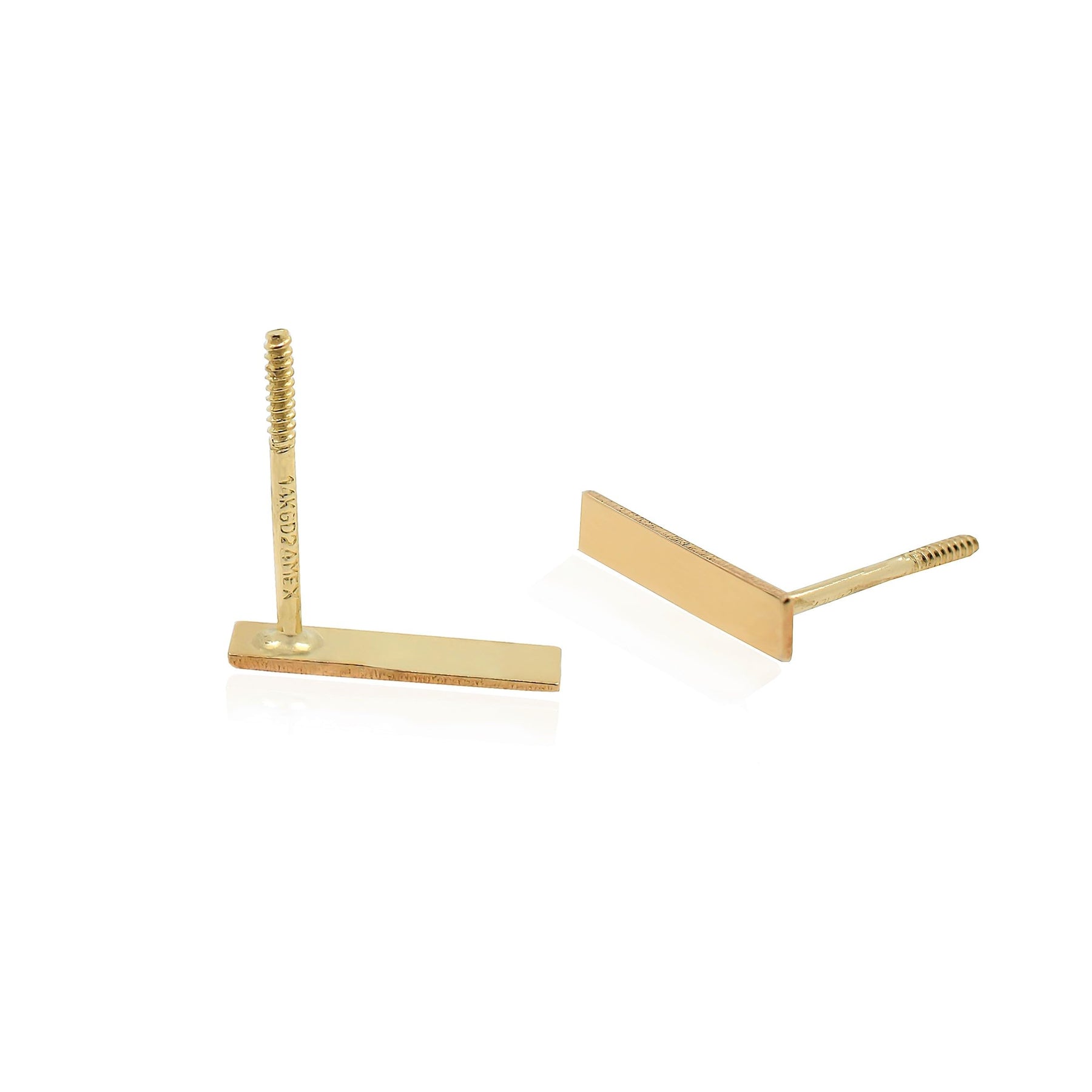 Real 14K Solid Gold Tiny Line Bar Stud Earrings for Women & Mom - Hypoallergenic for Sensitive Ears, Small & Minimalist Jewelry for Day Gifts