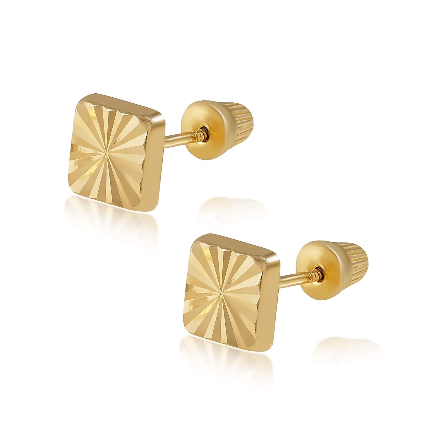Real 14k and 10K solid Yellow Gold Tiny Stud Earrings with Screw back for Women And Men for Sensitive ears Small & Minimalist Studs Jewelry for Gifts