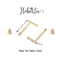 Real 14K Solid Gold Tiny Line Bar Stud Earrings for Women & Mom - Hypoallergenic for Sensitive Ears, Small & Minimalist Jewelry for Day Gifts