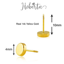 Real 14k solid Round Yellow Gold Tiny Circle Stud Earrings with Screw back for Women And Men for Sensitive ears Small & Minimalist Dot Studs Jewelry for Valentine's Day Gifts