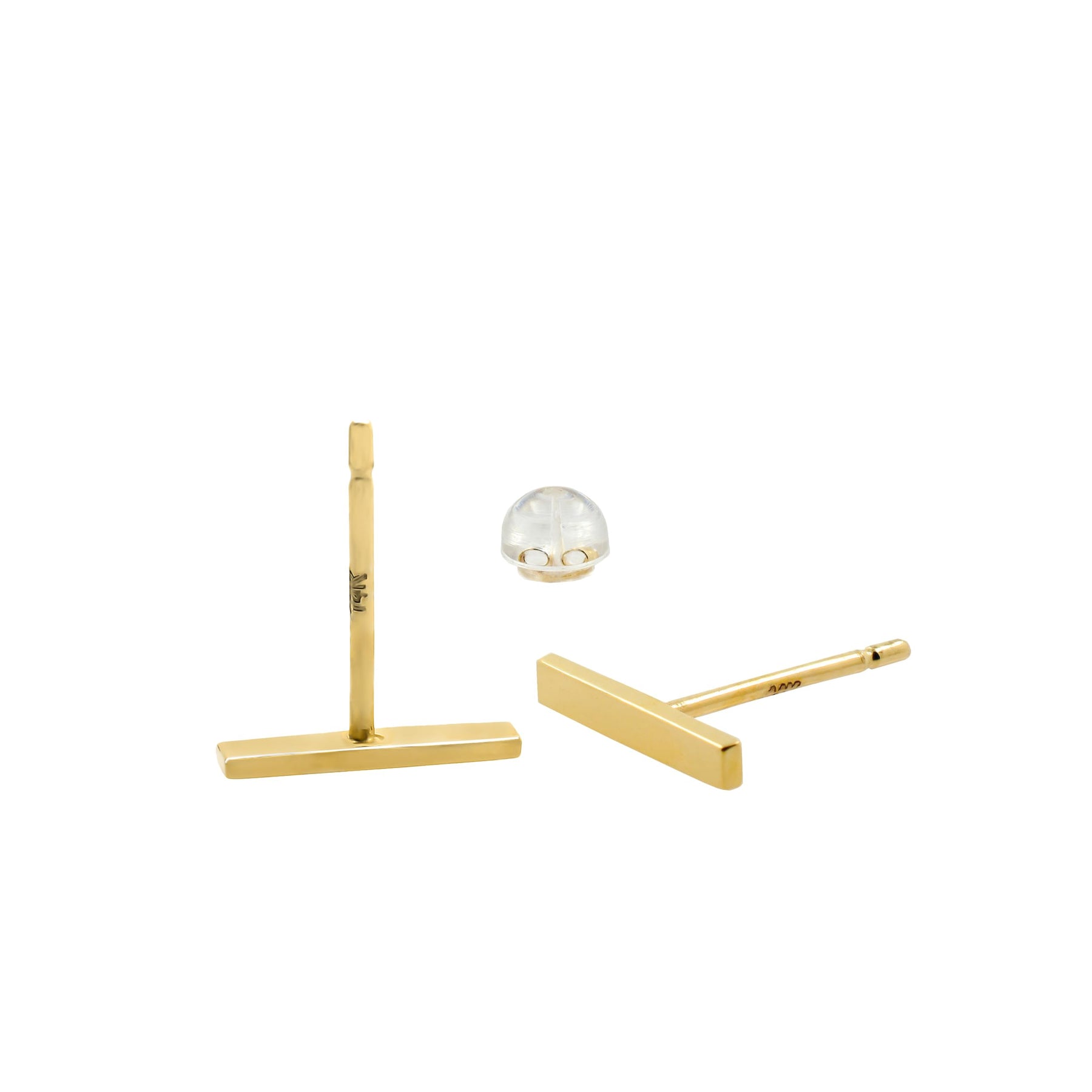 Real 14K Solid Gold Tiny Line Bar Stud Earrings for Women & Mom - Hypoallergenic for Sensitive Ears, Small & Minimalist Jewelry for Day Gifts