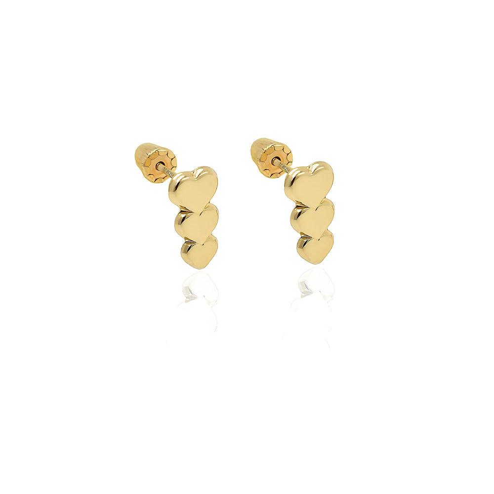 Real 14k Gold Multi Heart Stud Earrings with Screw back for Women Men for Sensitive ears Small & Minimalist Dot Studs Jewelry for Gifts. (14K Real Gold Multi circle and Heart)