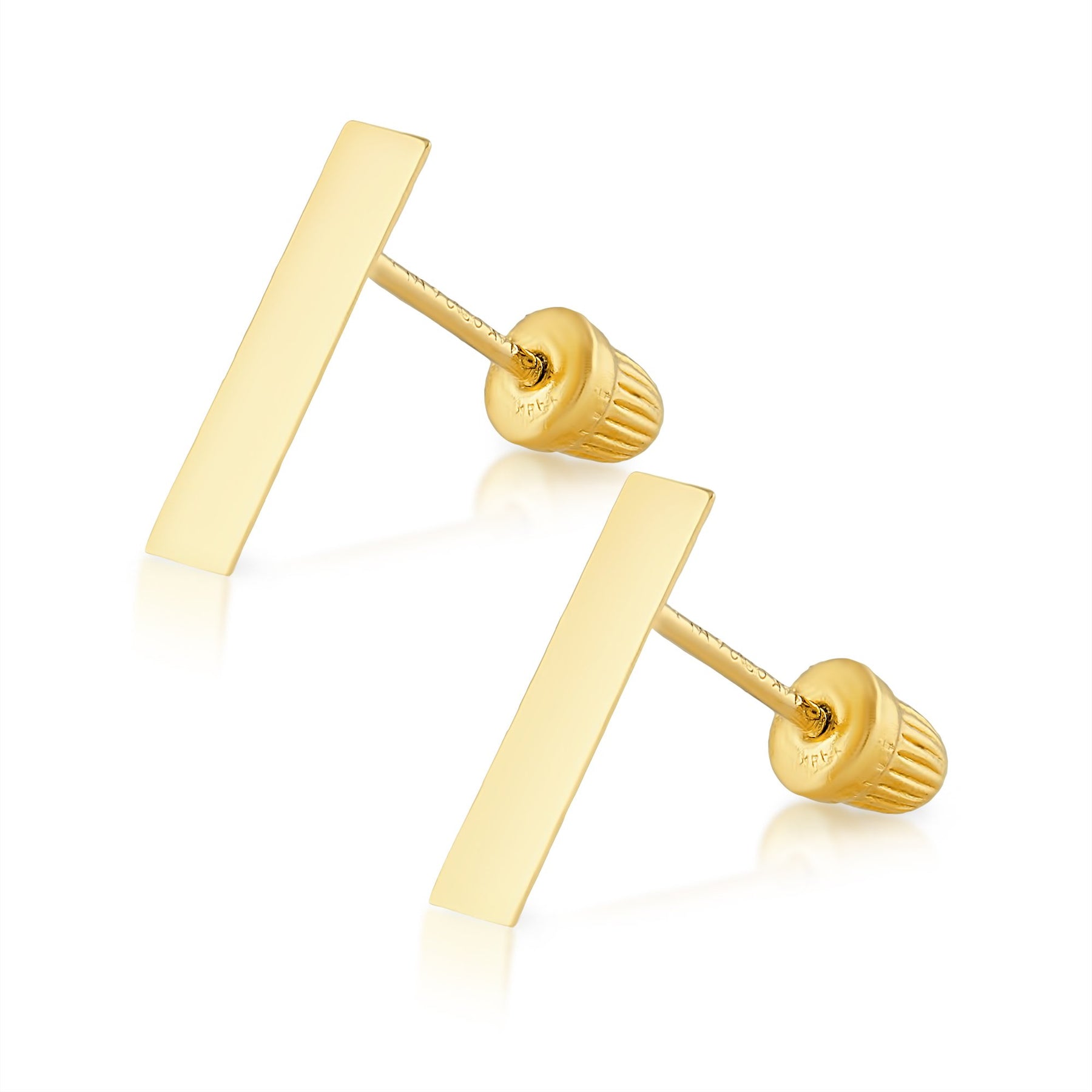 Real 14K Solid Gold Tiny Line Bar Stud Earrings for Women & Mom - Hypoallergenic for Sensitive Ears, Small & Minimalist Jewelry for Day Gifts
