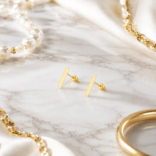 Real 14K Solid Gold Tiny Line Bar Stud Earrings for Women & Mom - Hypoallergenic for Sensitive Ears, Small & Minimalist Jewelry for Day Gifts