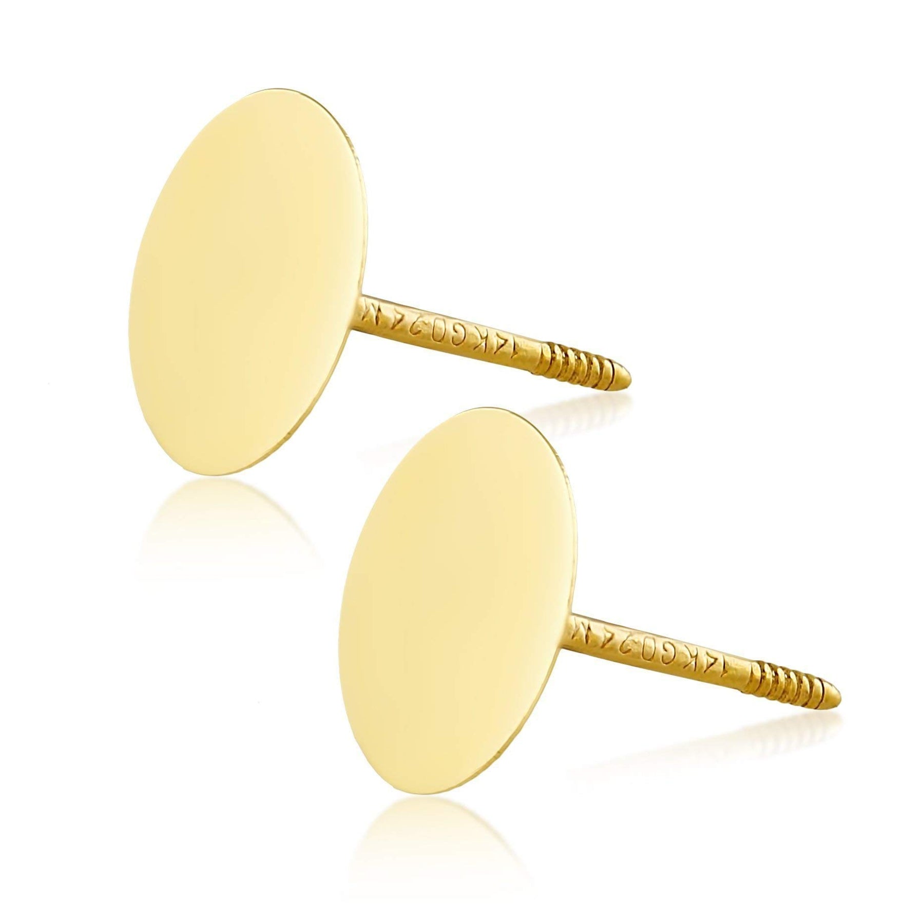 Real 14k and 10K solid Yellow Gold Stud Earrings with Screw back for Women And Men for Sensitive ears Small & Minimalist Dot Studs Jewelry for Valentine's Day Gifts