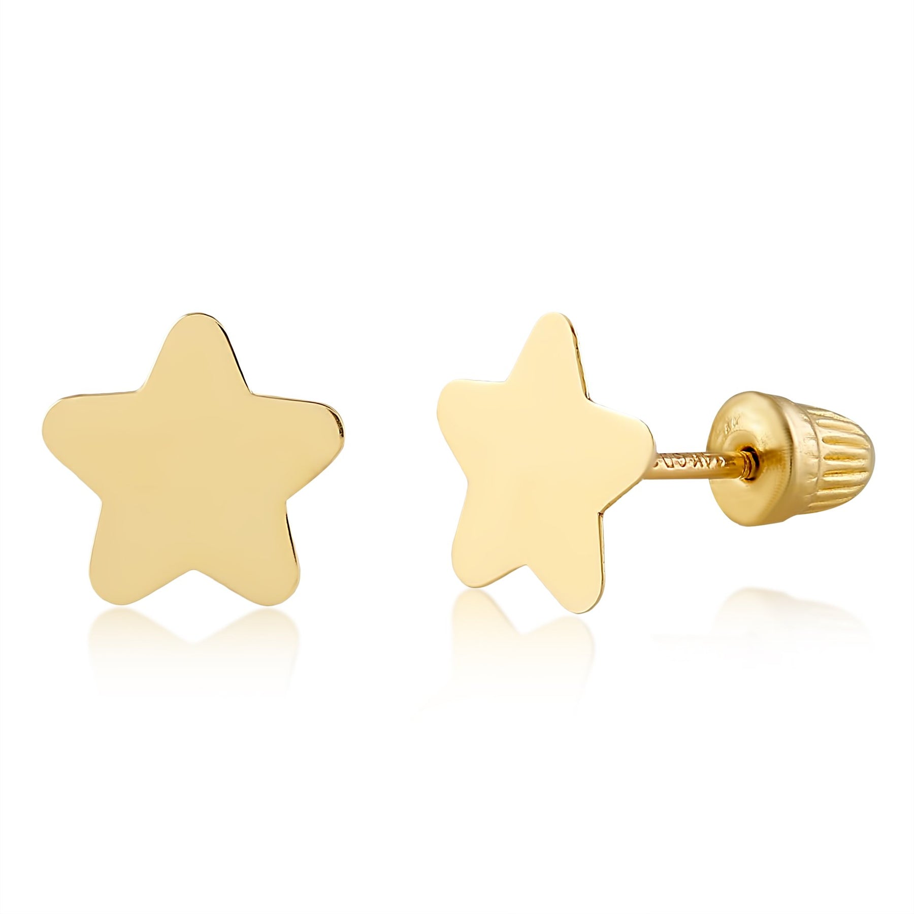 Real 14k and 10K solid Yellow Gold Stud Earrings with Screw back for Women And Men for Sensitive ears Small & Minimalist Dot Studs Jewelry for Valentine's Day Gifts