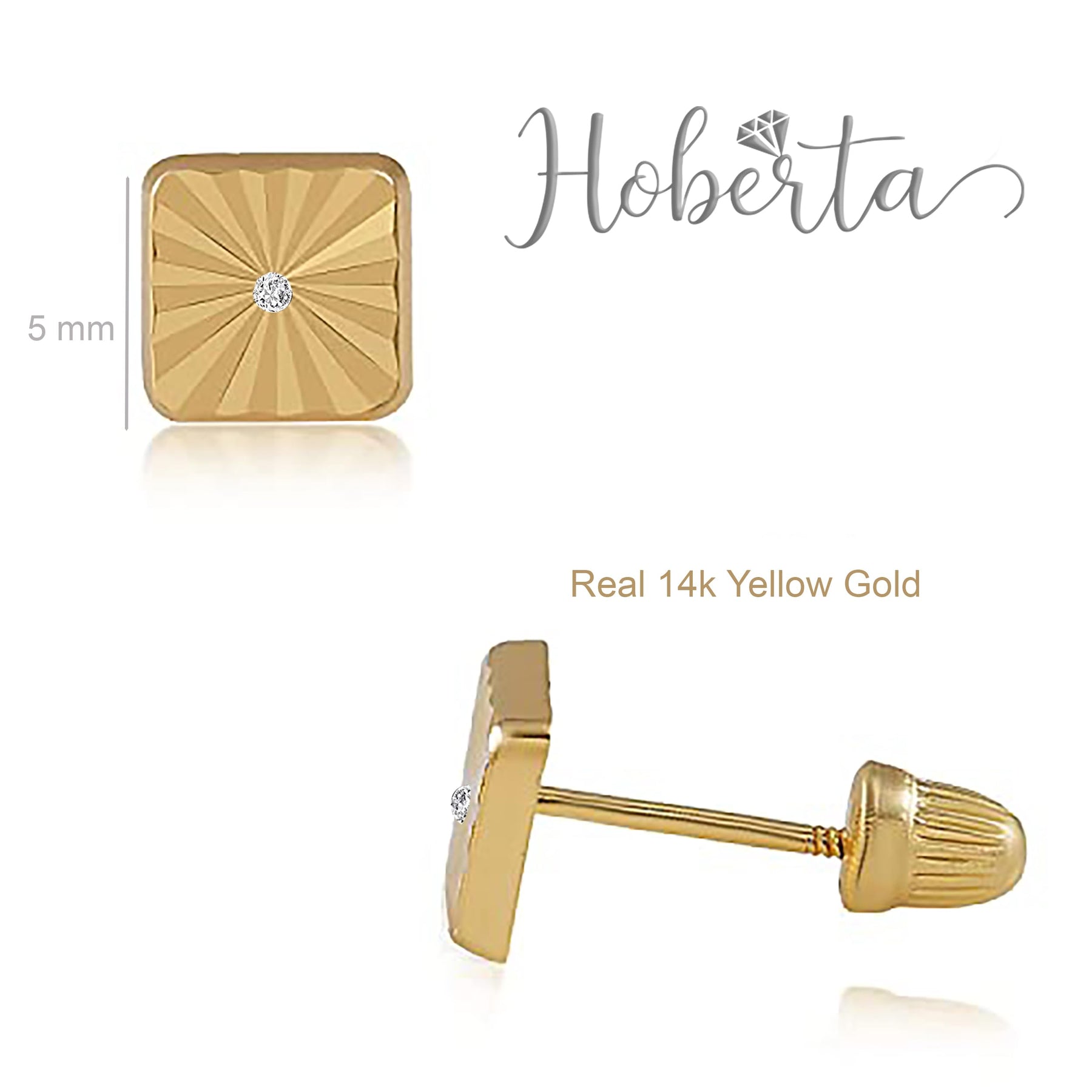 Real 14k and 10K solid Yellow Gold Tiny Stud Earrings with Screw back for Women And Men for Sensitive ears Small & Minimalist Studs Jewelry for Gifts