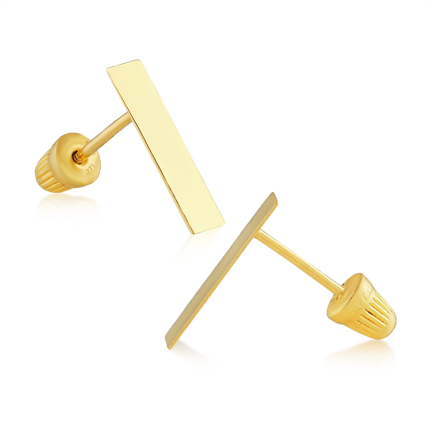 Real 14K Solid Gold Tiny Line Bar Stud Earrings for Women & Mom - Hypoallergenic for Sensitive Ears, Small & Minimalist Jewelry for Day Gifts