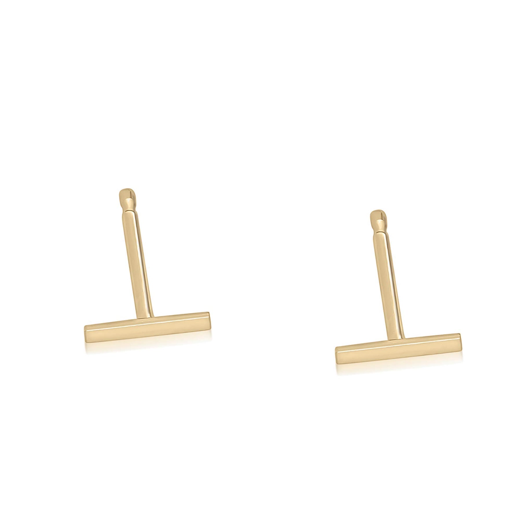Real 14K Solid Gold Tiny Line Bar Stud Earrings for Women & Mom - Hypoallergenic for Sensitive Ears, Small & Minimalist Jewelry for Day Gifts