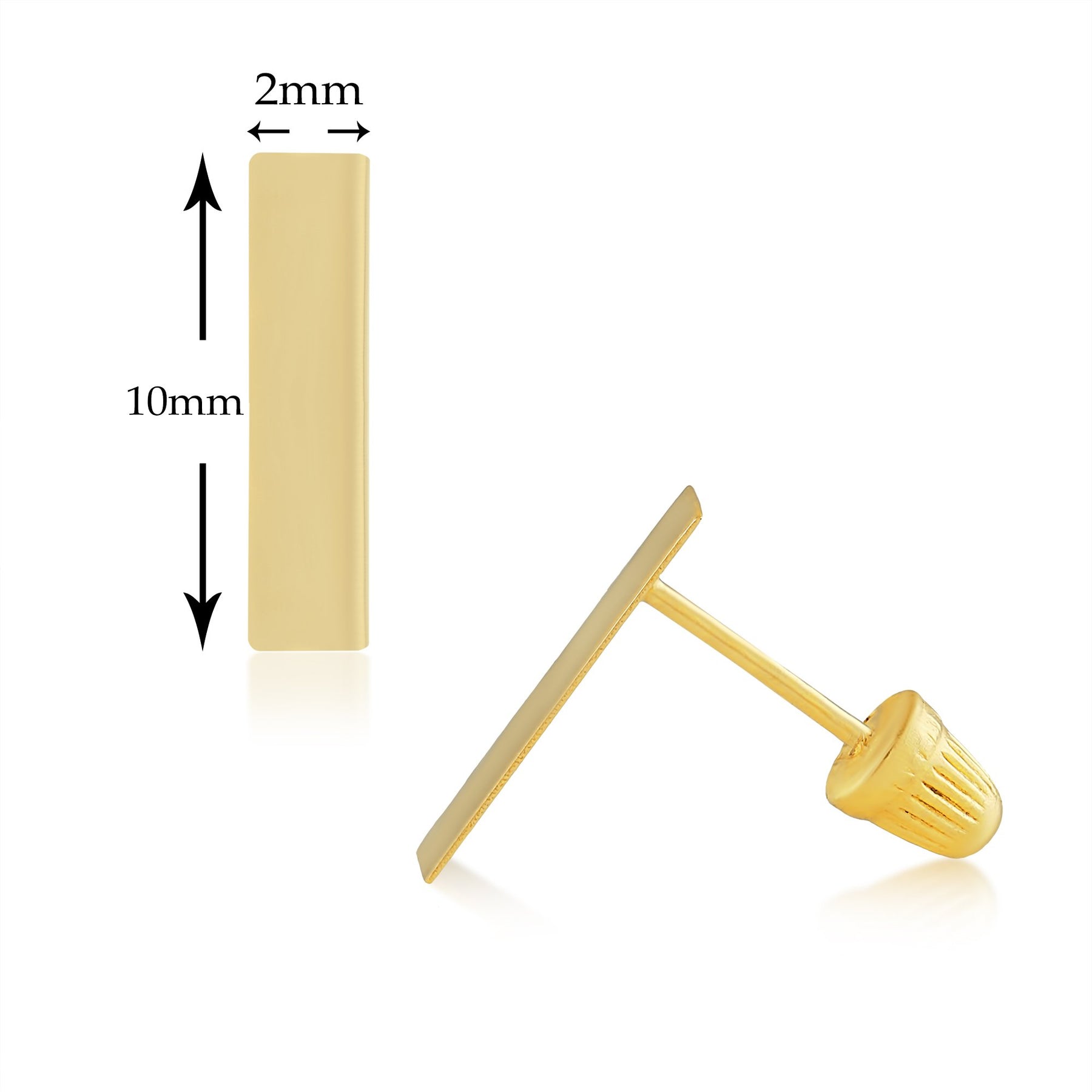 Real 14K Solid Gold Tiny Line Bar Stud Earrings for Women & Mom - Hypoallergenic for Sensitive Ears, Small & Minimalist Jewelry for Day Gifts