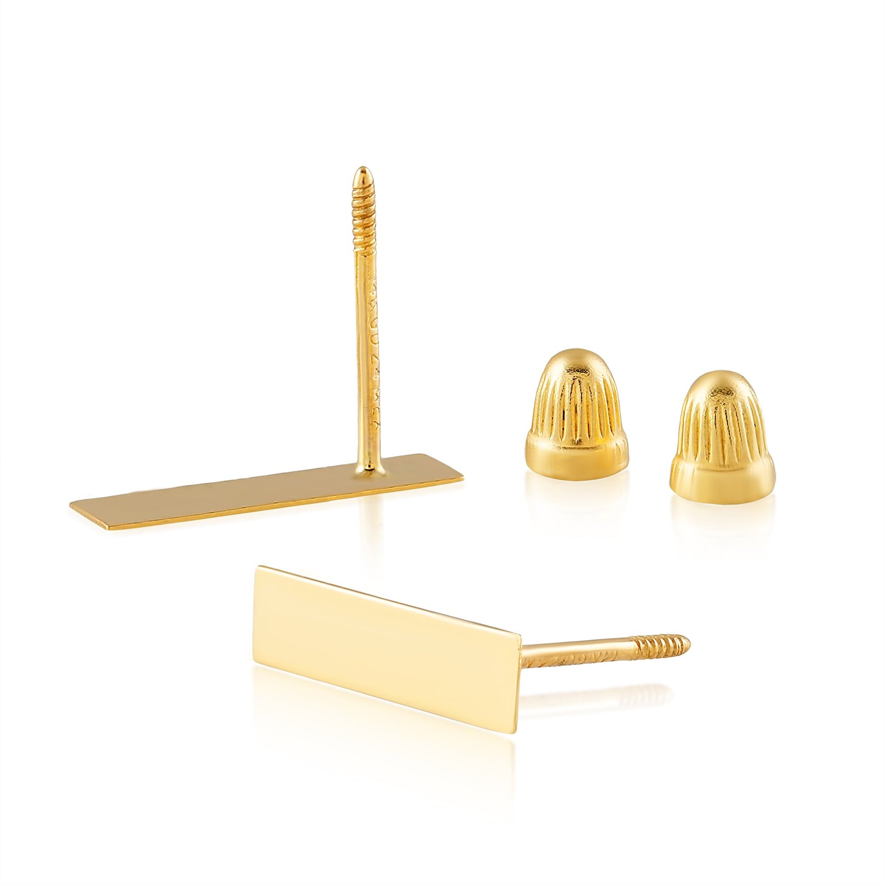 Real 14K Solid Gold Tiny Line Bar Stud Earrings for Women & Mom - Hypoallergenic for Sensitive Ears, Small & Minimalist Jewelry for Day Gifts