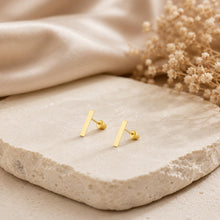 Real 14K Solid Gold Tiny Line Bar Stud Earrings for Women & Mom - Hypoallergenic for Sensitive Ears, Small & Minimalist Jewelry for Day Gifts