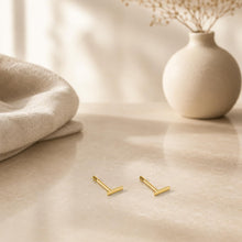 Real 14K Solid Gold Tiny Line Bar Stud Earrings for Women & Mom - Hypoallergenic for Sensitive Ears, Small & Minimalist Jewelry for Day Gifts