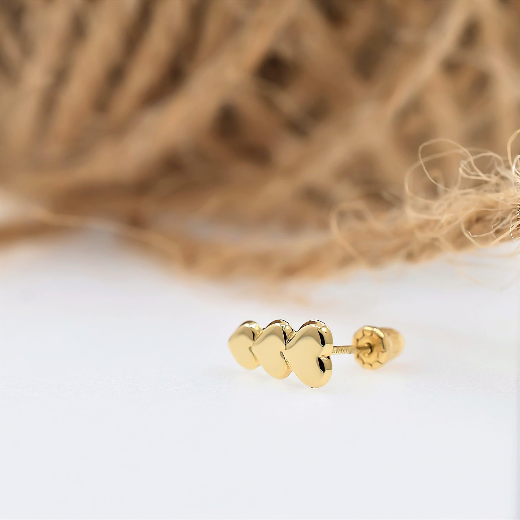 Real 14k Gold Multi Heart Stud Earrings with Screw back for Women Men for Sensitive ears Small & Minimalist Dot Studs Jewelry for Gifts. (14K Real Gold Multi circle and Heart)