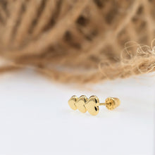Real 14k Gold Multi Heart Stud Earrings with Screw back for Women Men for Sensitive ears Small & Minimalist Dot Studs Jewelry for Gifts. (14K Real Gold Multi circle and Heart)
