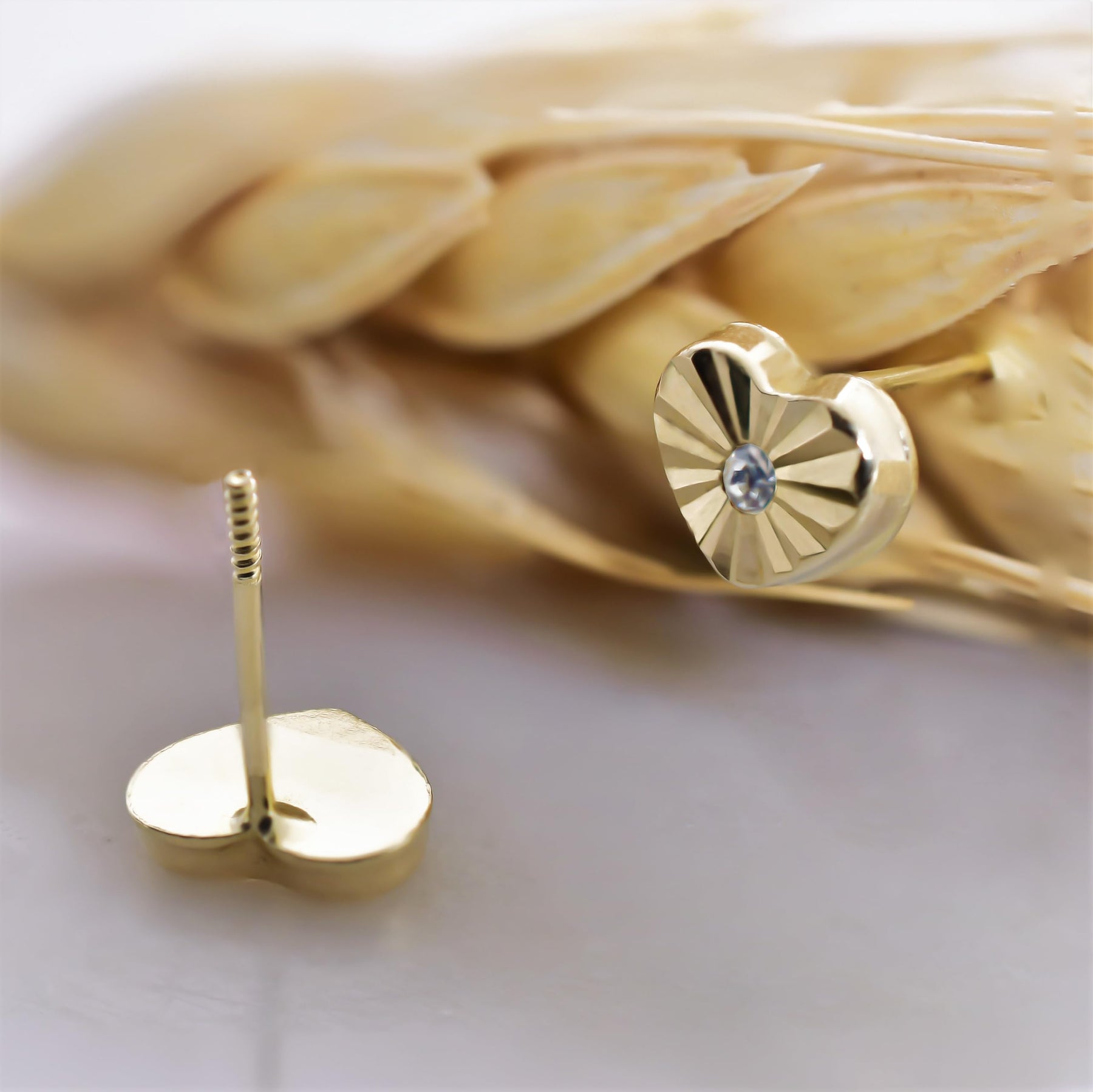 Real 14k and 10K solid Yellow Gold Tiny Stud Earrings with Screw back for Women And Men for Sensitive ears Small & Minimalist Studs Jewelry for Gifts