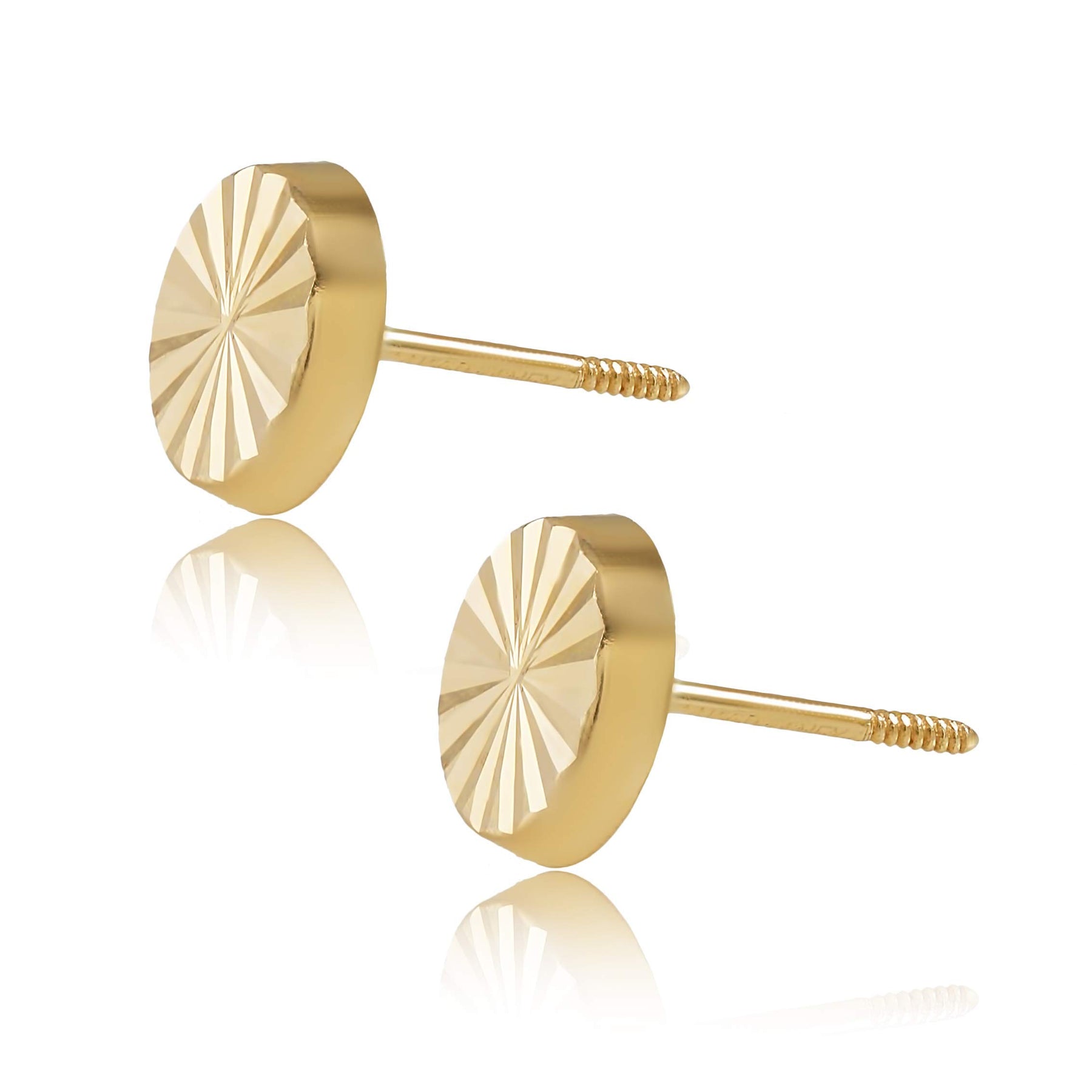 Real 14k and 10K solid Yellow Gold Tiny Stud Earrings with Screw back for Women And Men for Sensitive ears Small & Minimalist Studs Jewelry for Gifts